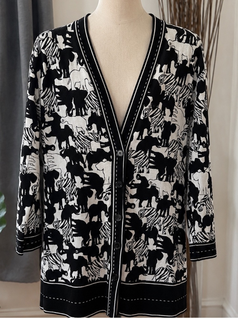 Marc Cain Monochrome Animal Motif Cardigan - Black & White
